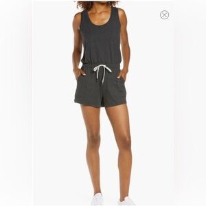 Zella by Nordstrom Dark Gray Drawstring Shorts Romper
